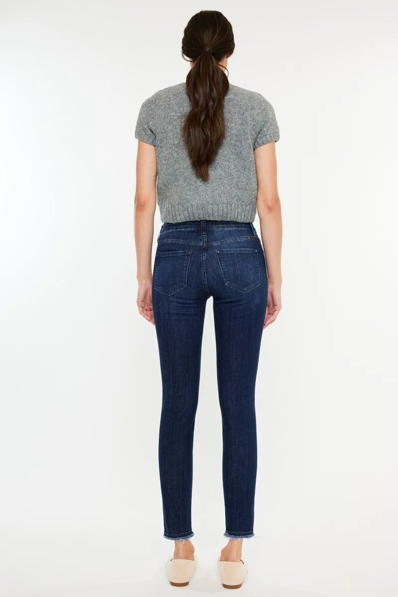 High-Rise Slim Fit Raw Hem Ankle Jeans Kancan