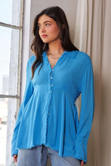 Davi & Dani V-Neck Open Back Adjustable Babydoll Shirt Trendsi