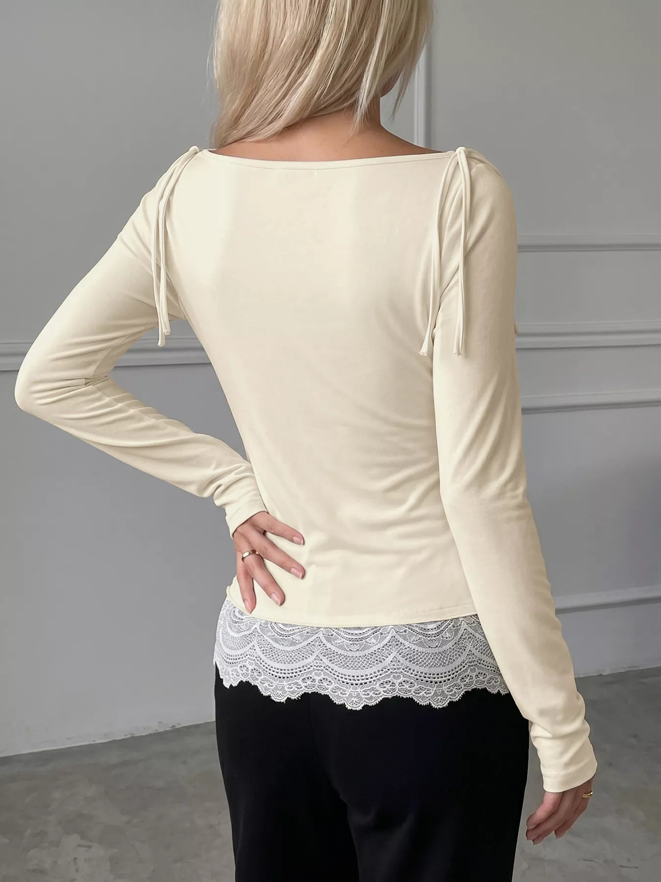 Lace Trim Long Sleeve T-Shirt Simmer & Fay