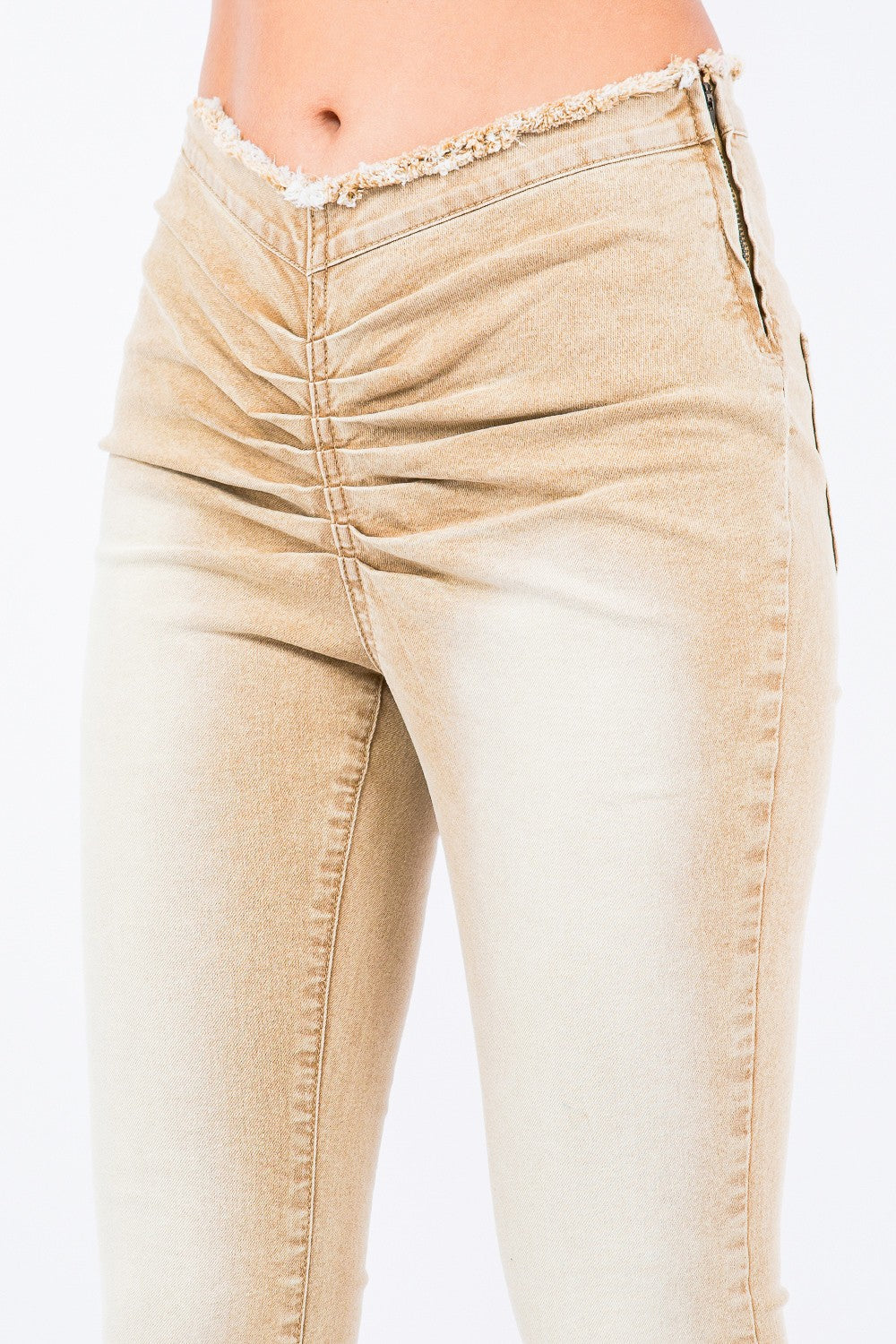 V-Cut Ruched Flare Jeans American Bazi   