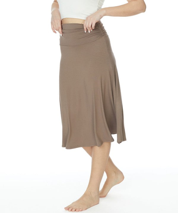 Bamboo Flared Mid Length Skirt Fabina   