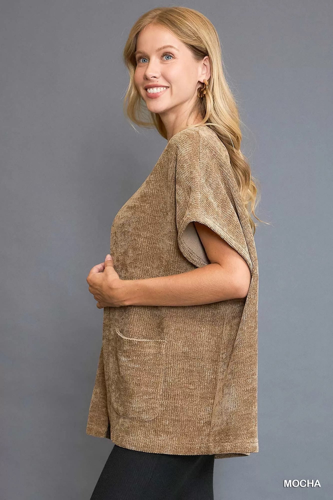 Open Front Knit Cardigan with Front Pockets Umgee