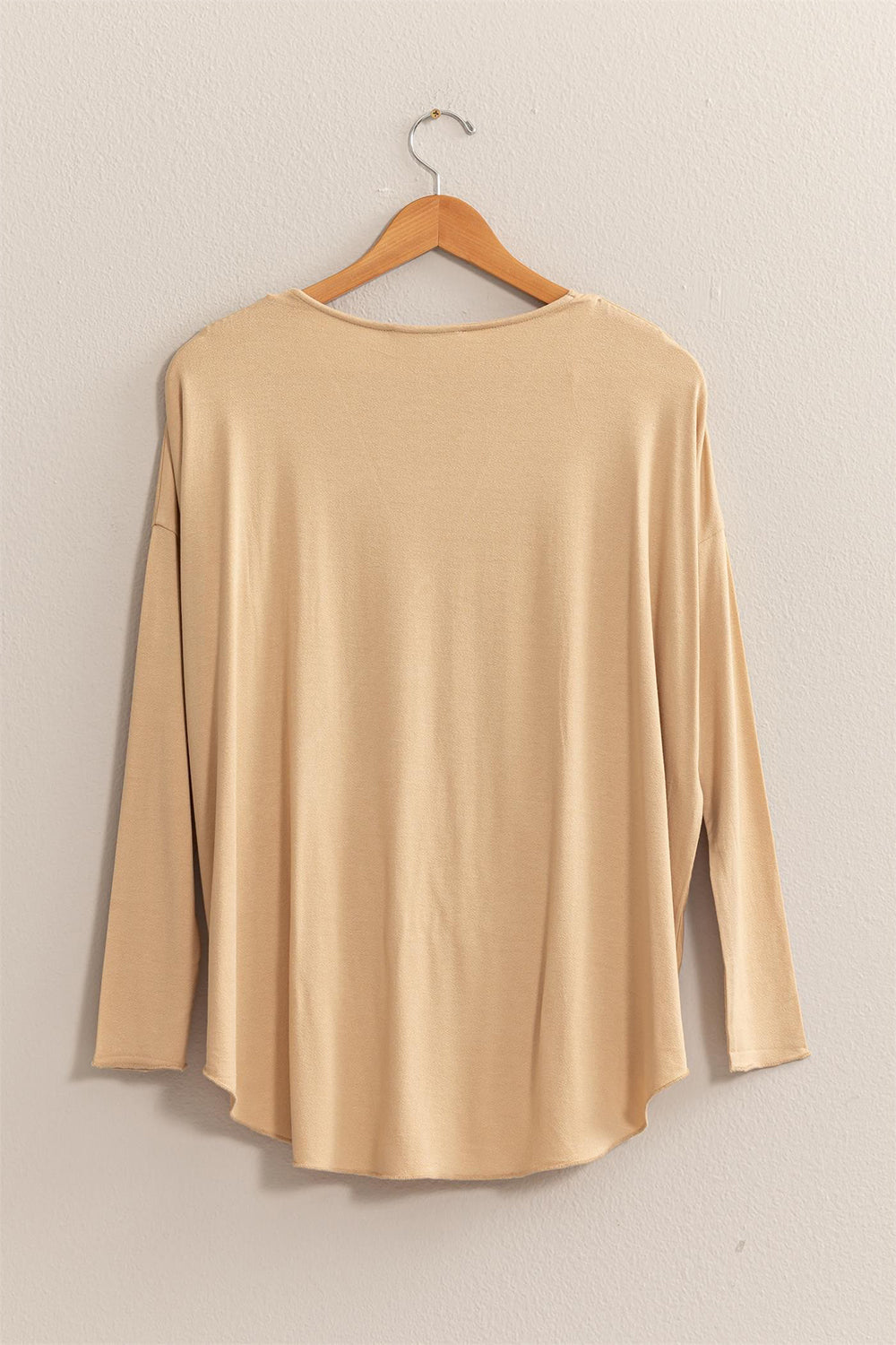 Draped Drop Shoulder V-neck Long Sleeve Top HYFVE   