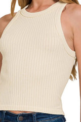 Seamless Ribbed Crop Tank ZENANA