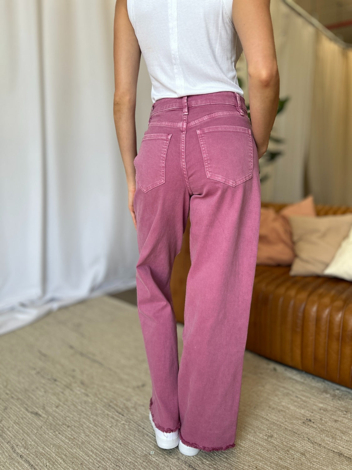 High Rise Garment Dye Wide Leg Jeans RFM   