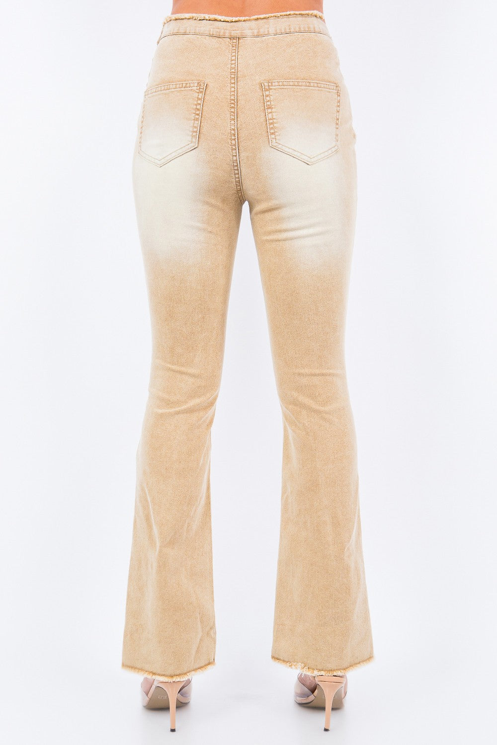 V-Cut Ruched Flare Jeans American Bazi   