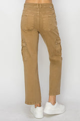 High Rise Pocket Cargo Jeans Risen   