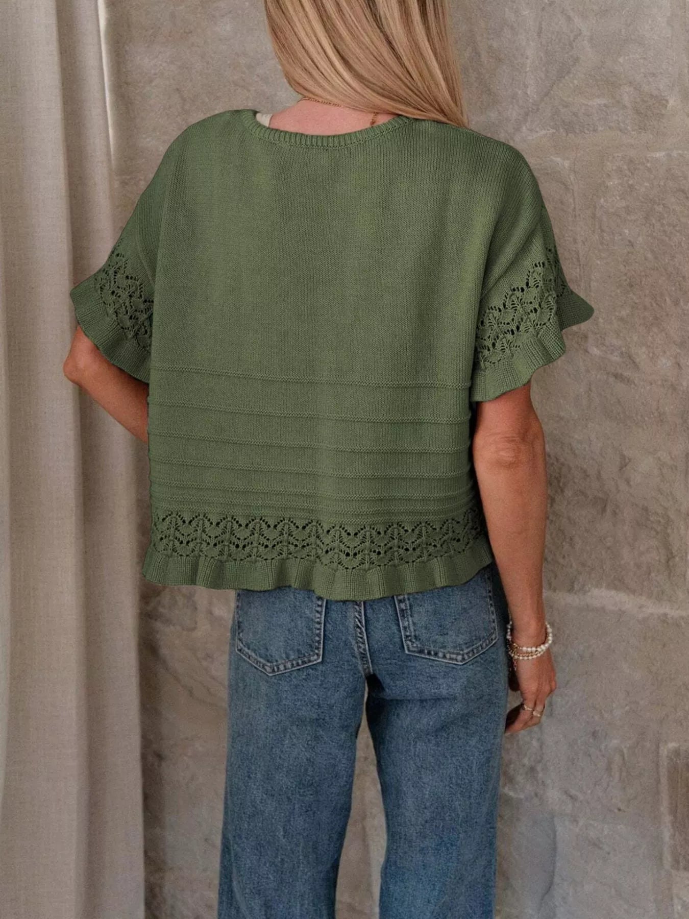 Lace Trimmed Knit Top Simmer & Fay