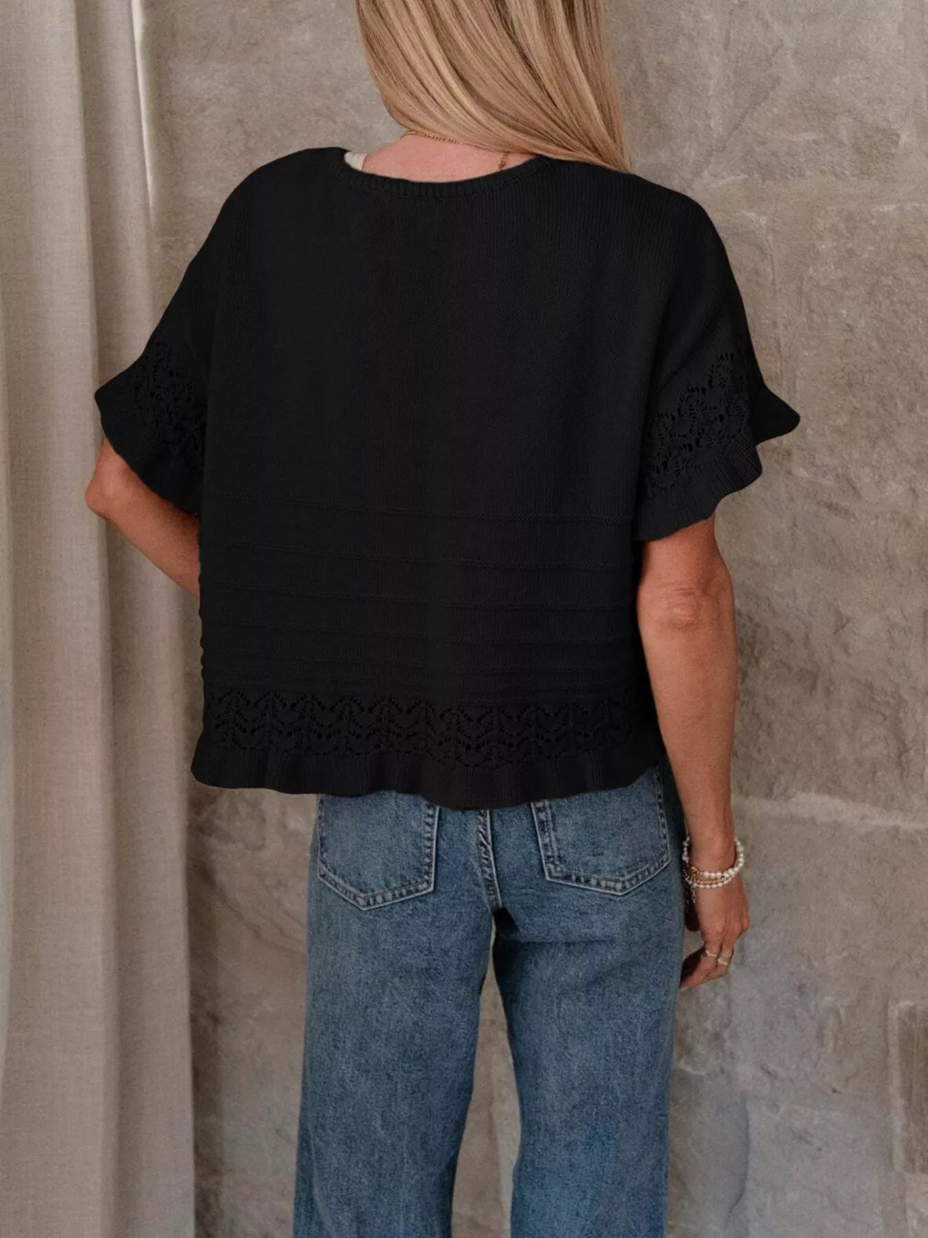 Lace Trimmed Knit Top Simmer & Fay