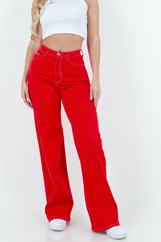 Red Hot Wide Leg Jeans GJG Denim   