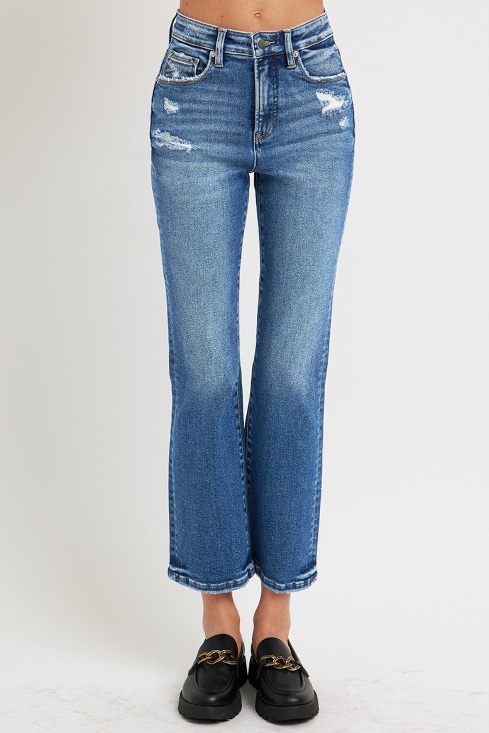 Tummy Control High Rise Crop Bootcut Jeans Risen   