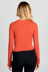 Long Sleeve Ribbed Knit Cropped Top Renee C.   