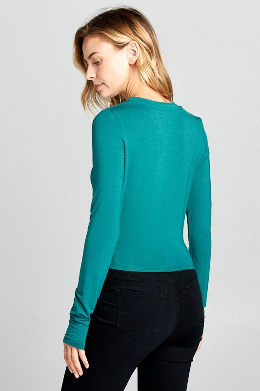 Long Sleeve Ribbed Knit Cropped Top Renee C.   