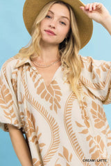 Leafy Ogee Print Mini Dress Umgee