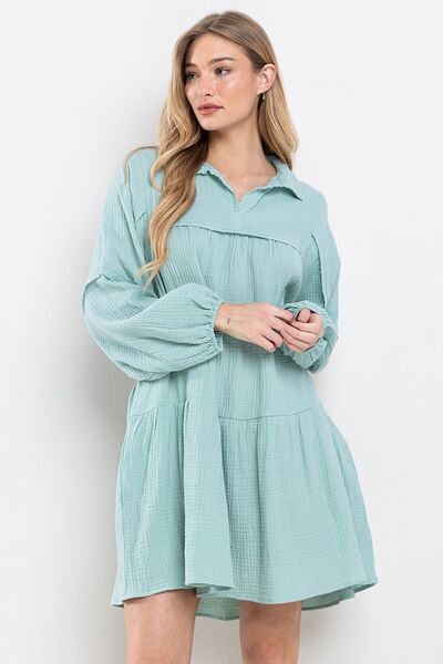 Johnny Collar Balloon Sleeve Mini Dress Ces Femme