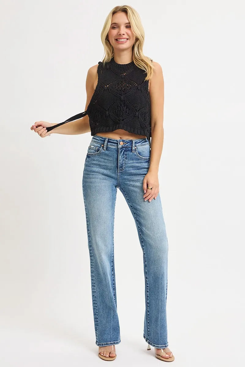 Tummy Control High Rise Straight Jeans With Plus Size Risen MEDIUM 0