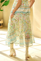 Spring Floral Print Elastic Ruffled Skirt Davi & Dani