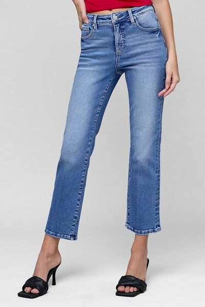 Tummy Control High Rise Crop Straight Jeans Risen