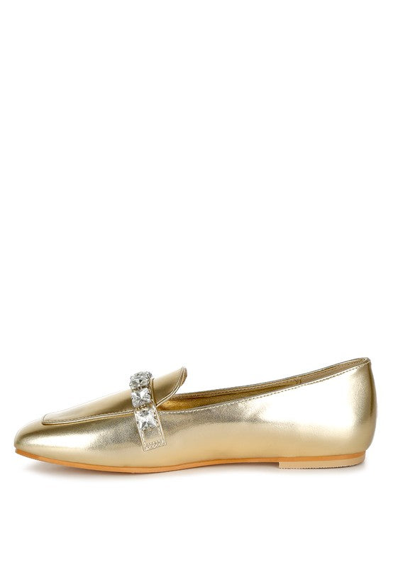 Celosia Metallic Diamante Strap Loafers Rag Company   