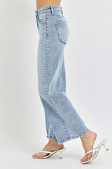 Tummy Control High Rise Crop Wide Leg Jeans Risen   