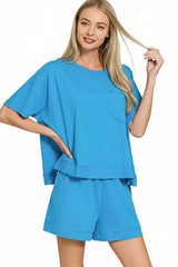 Exposed Seam Boxy Top & Shorts Set ZENANA