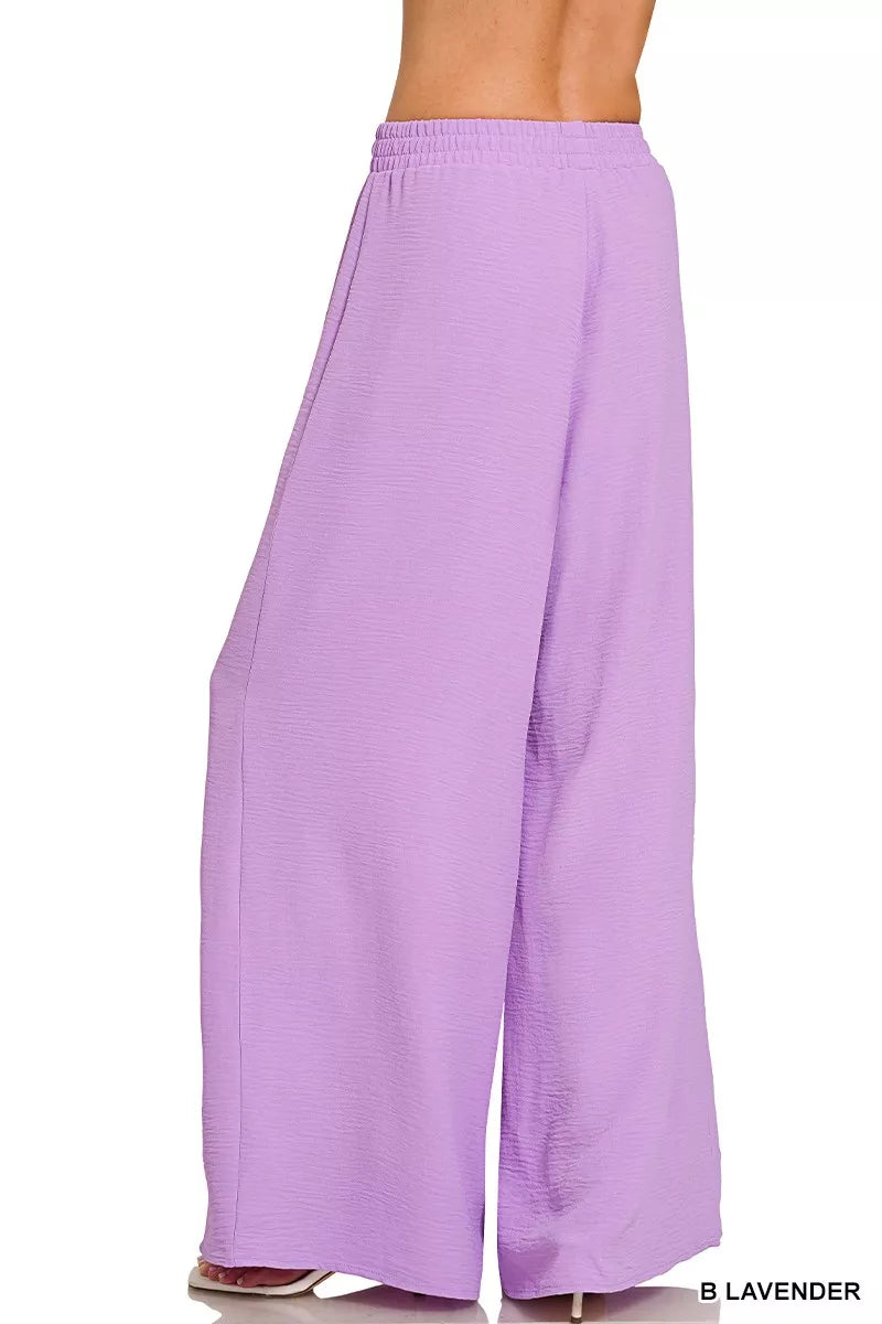 Woven Airflow Twisted Top & Wide Leg Pants Set ZENANA