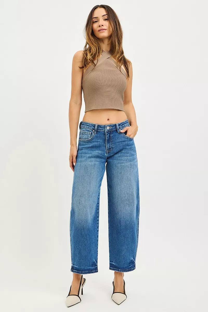 Slouchy Cropped Barrel Jeans Risen