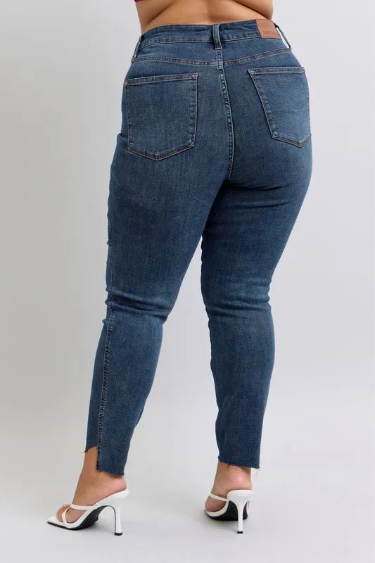 High Waist Tummy Control Step Hem Skinny Jeans Plus Size Judy Blue
