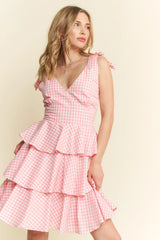 Gingham Tiered Mini Dress Jade By Jane