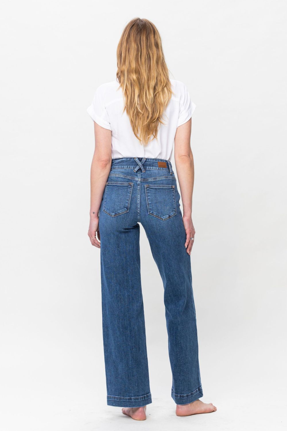 Double Button Wide Leg Jeans Judy Blue   