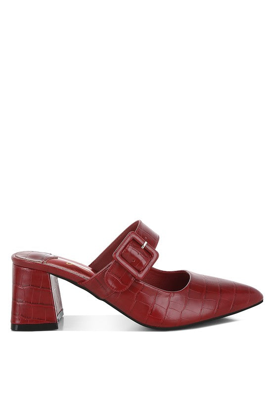 Pinacola Croco Buckle Strap Detail Mules Rag Company