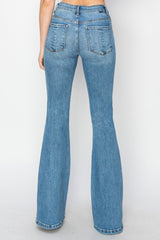 Mid Rise Flare Jeans with Pockets Risen   