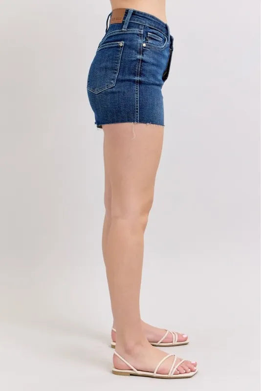 High Waist Criss-Cross Waistband Denim Shorts Judy Blue