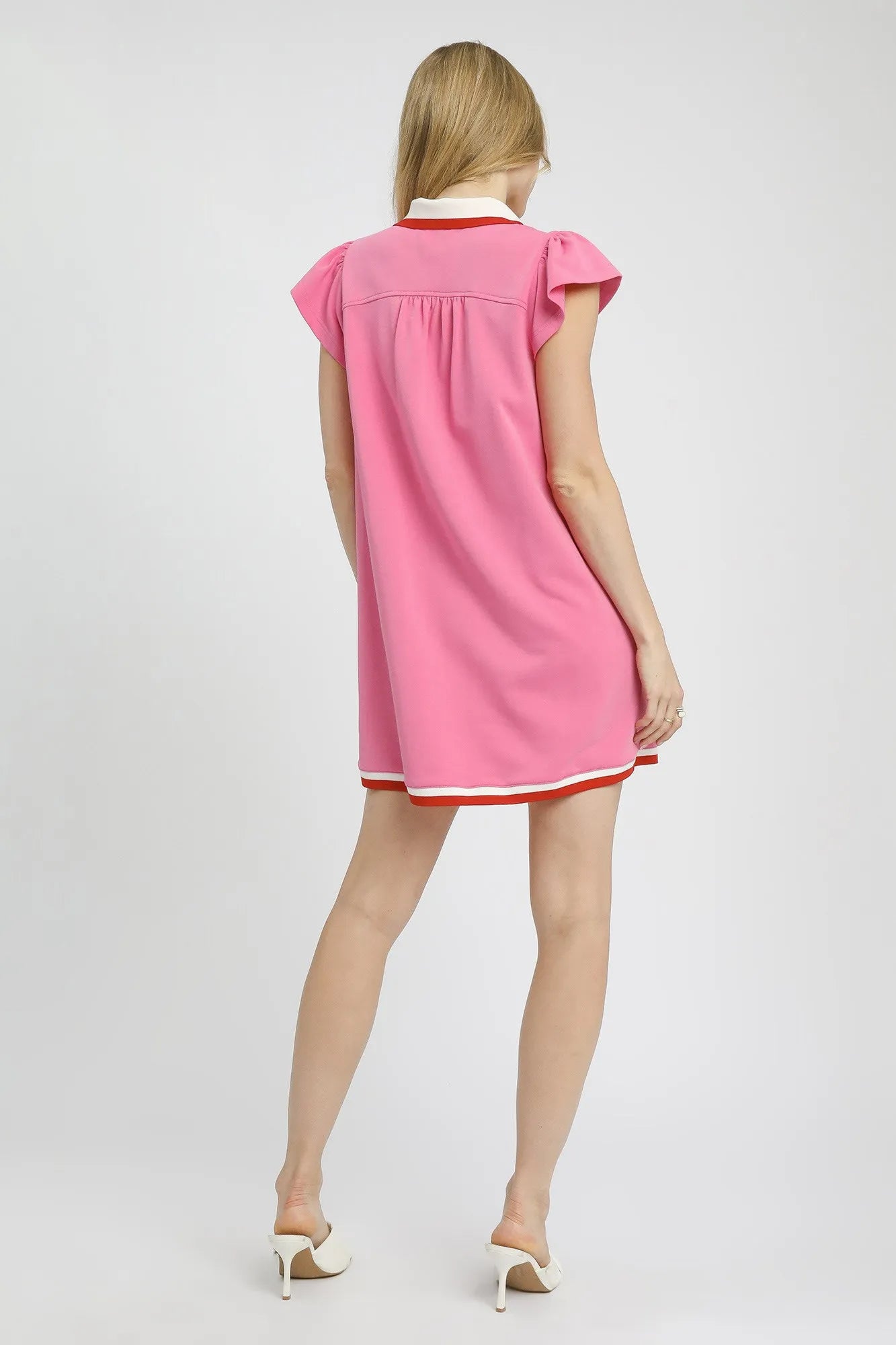 Contrast Trim Cap Sleeve Mini Dress Umgee