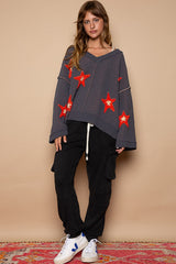 Long Sleeve Star Patch Sweater POL   