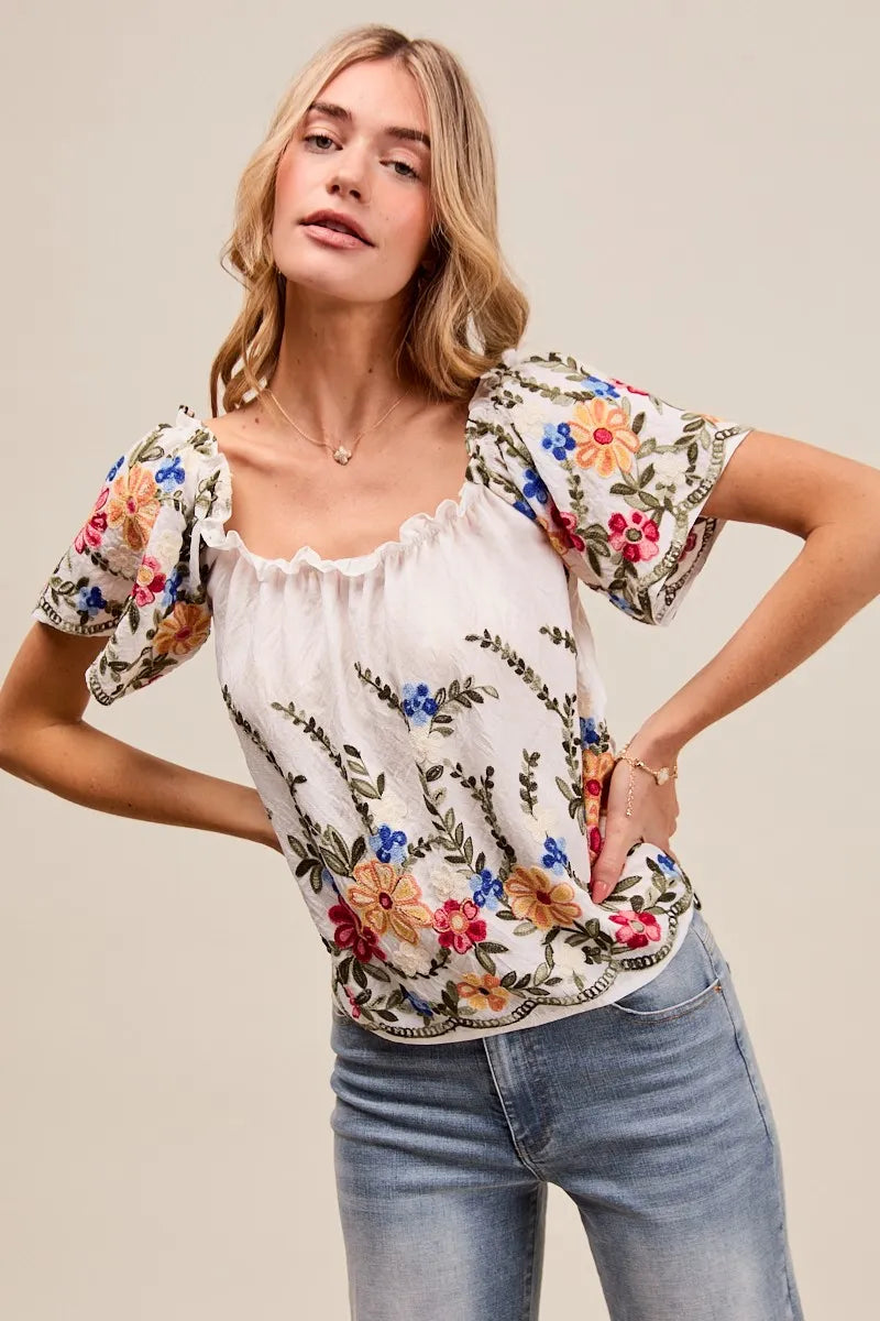Floral Embroidered Two Way Off The Shoulder Blouse So Me