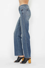 Medium Wash Tummy Control Straight Jeans Judy Blue   