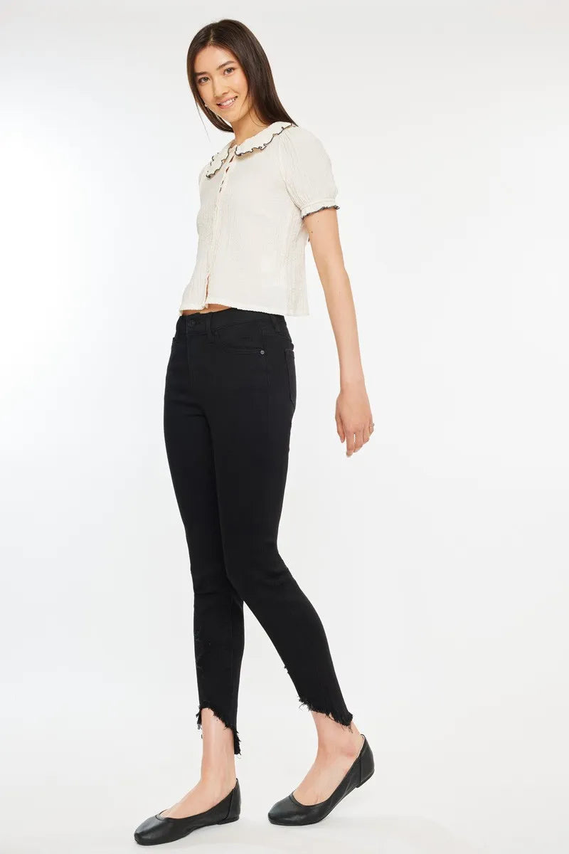 High Rise Black Ankle Skinny Jeans Kancan