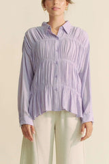 Ruched All Over Button Front Shirt Davi & Dani