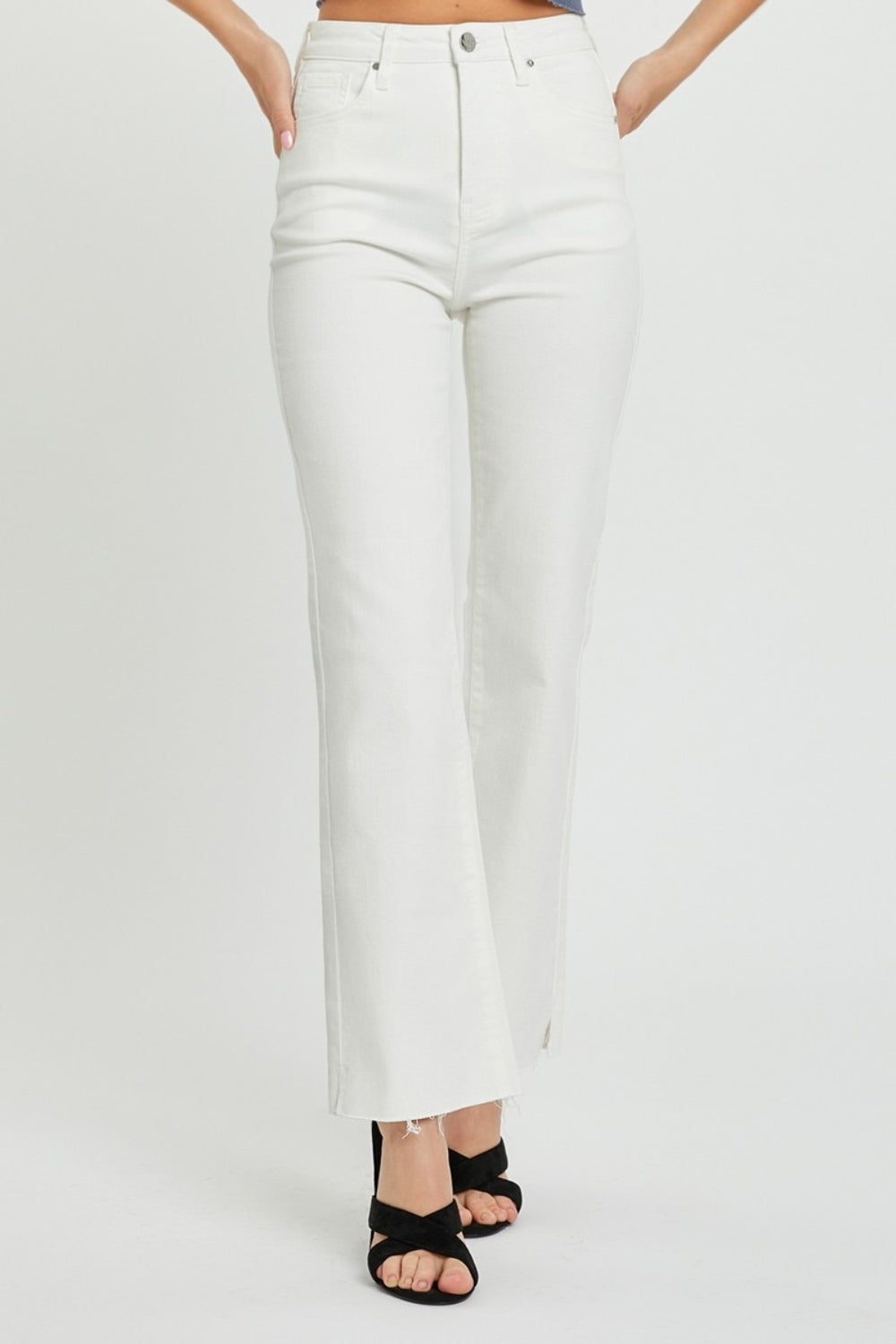 White High Rise Tummy Control Straight Jeans Risen White 0(24) 