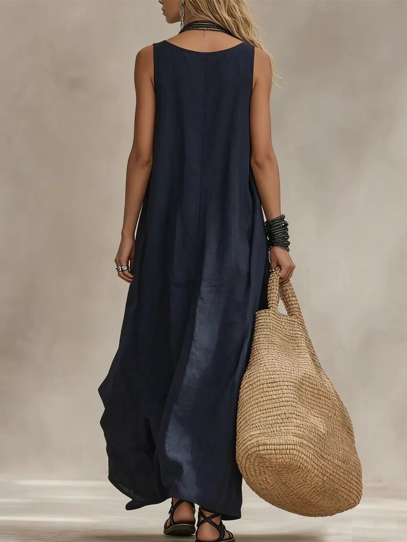 Scoop Neck Sleeveless Maxi Dress – Lightweight Casual Luxe Simmer & Fay
