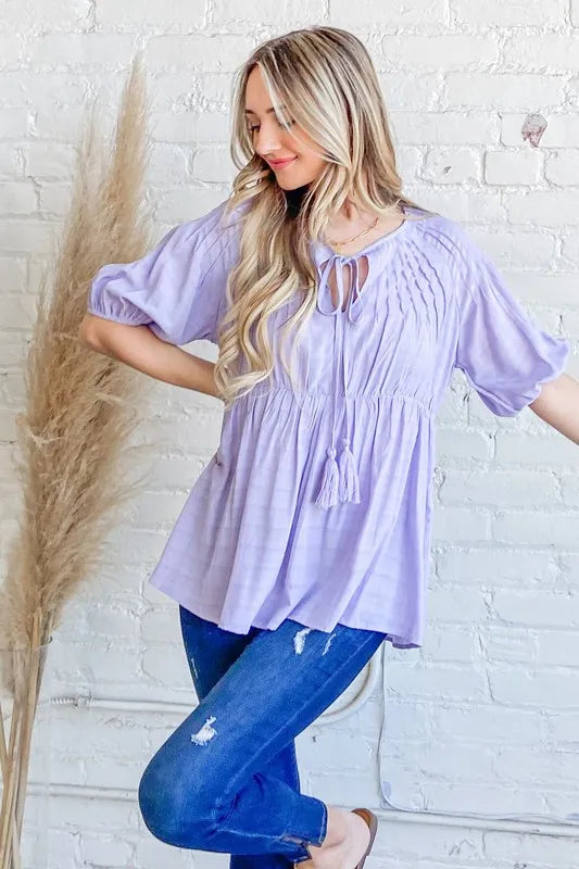Textured Pintuck Blouse Top with Tassels And the Why