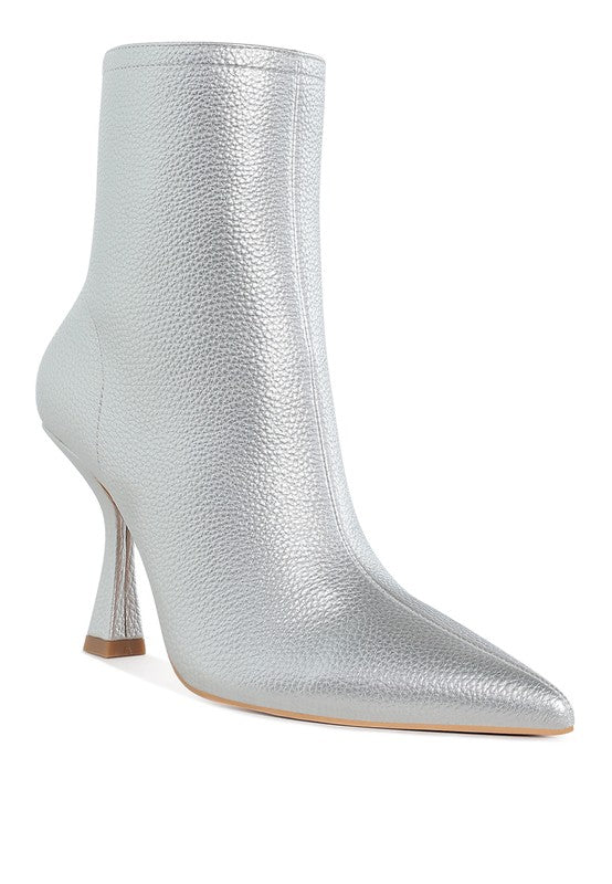 Farnak Metallic Pointed Toe Ankle Boots Rag Company Silver US-5 / UK-3 / EU-36