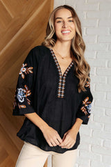 All In Me Embroidered V-Neck Blouse One Eleven North   