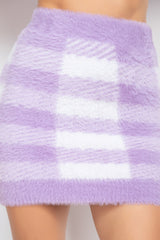 Dusty Lavender Plaid High-rise Fuzzy Mini Skirt SALE   