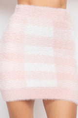 Blush Plaid High-rise Fuzzy Mini Skirt SALE   