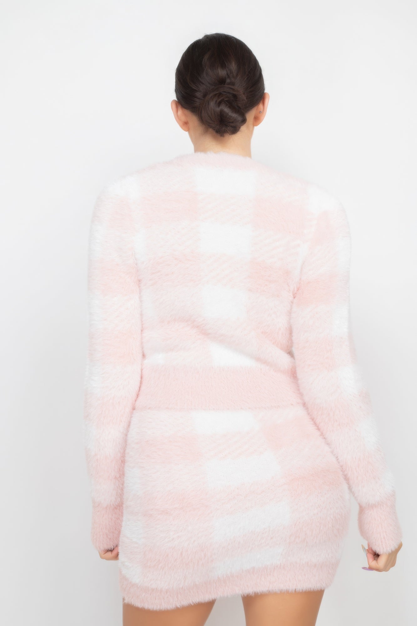 Blush Plaid Button-front Cropped Sweater Cardigan SALE   