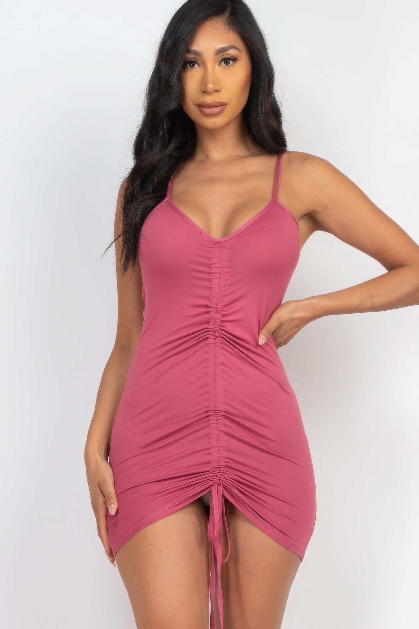 Adjustable Ruched Front Detail Bodycon Mini Dress SALE S