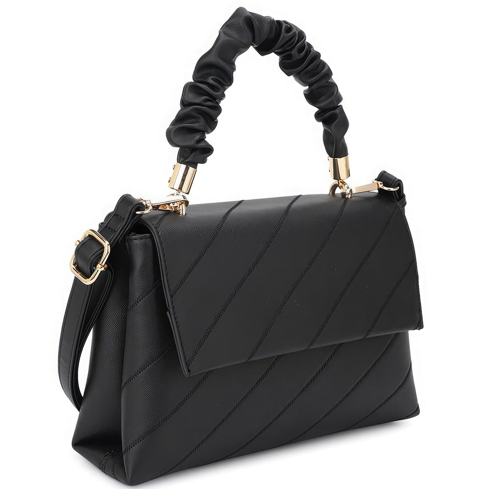 Diagonal Pattern Wrinkle Handle Crossbody Bag SALE   