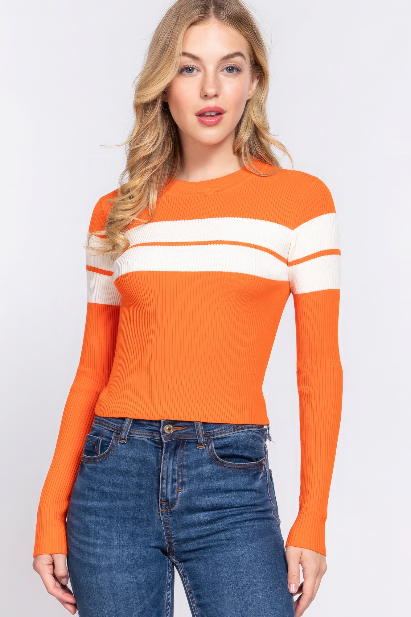 Long Sleeve Stripe Rib Sweater SALE   